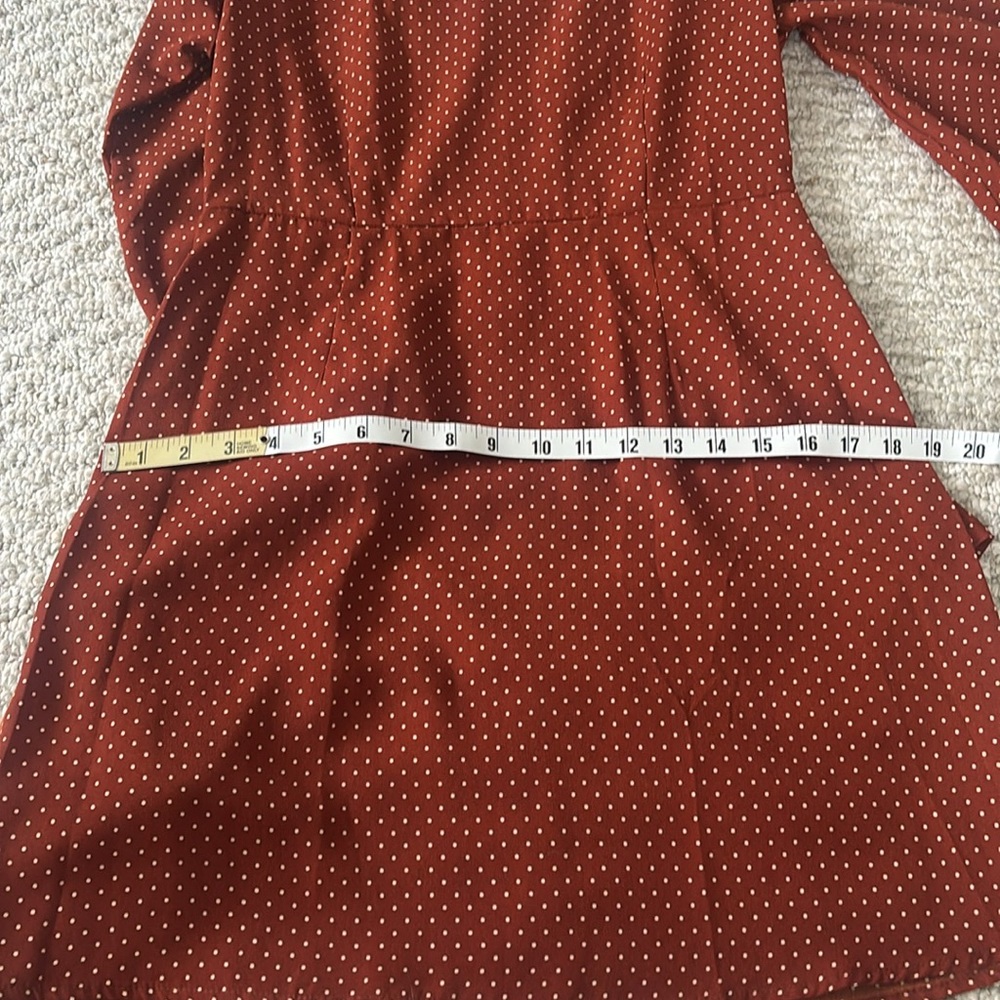 🌸 3/$15 NWT: Francesca Rust Polka Dot Faux Wrap Dress - Picture 9 of 10